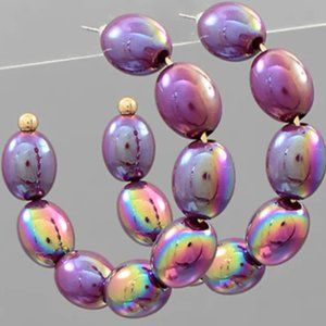 Iridescent Lavender Bead Hoop Earrings
